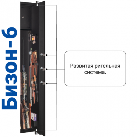 Оружейный сейф GunSafe Бизон-6 Черный